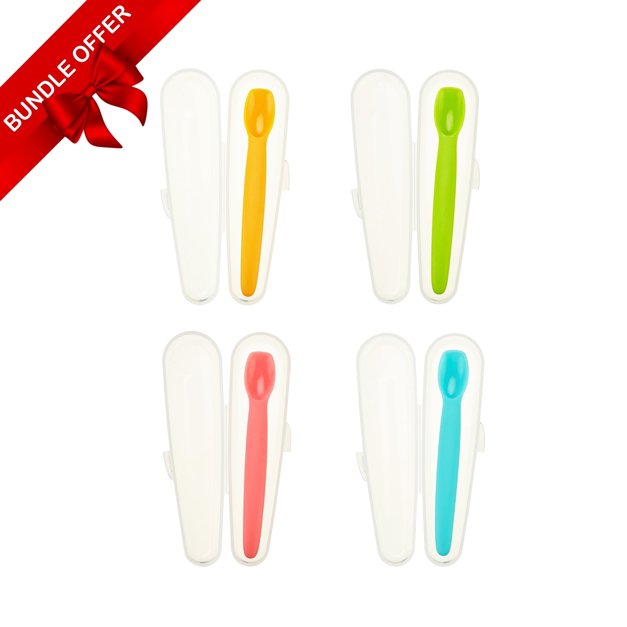 Innobaby Silicone Baby Spoon 4 - Pack Gift Set with Travel Cases - innobaby