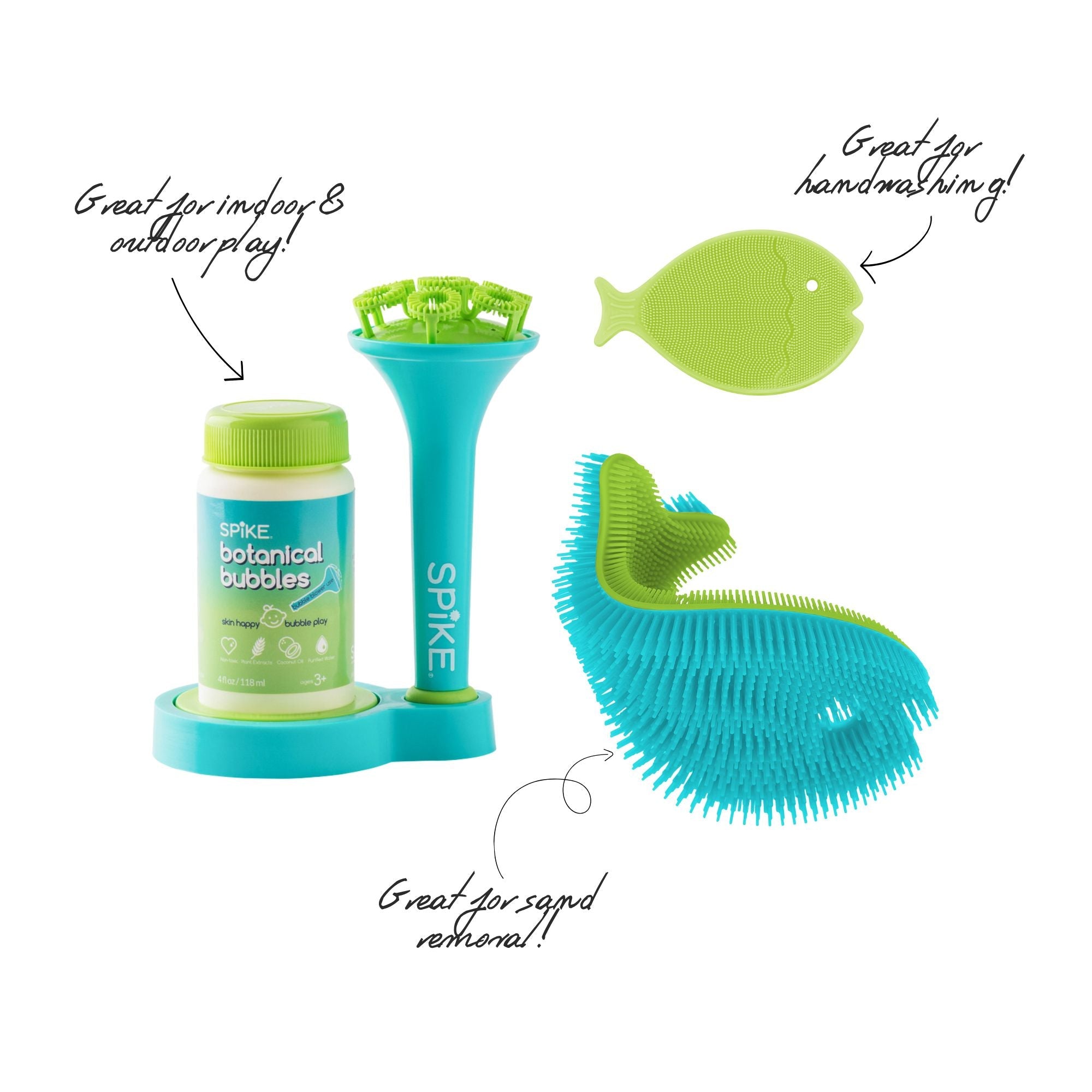 Sensory Summer Beach Play Set – Bubble Play Set & Silicone Fish Scrubs Bundle - innobaby