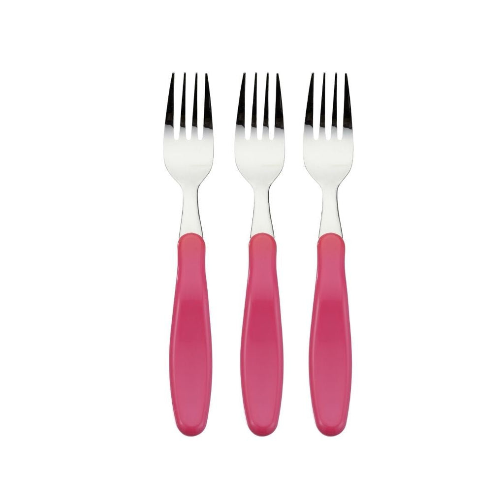 Din Din SMART Plastic Fork 3 Pack (Pink) - innobaby