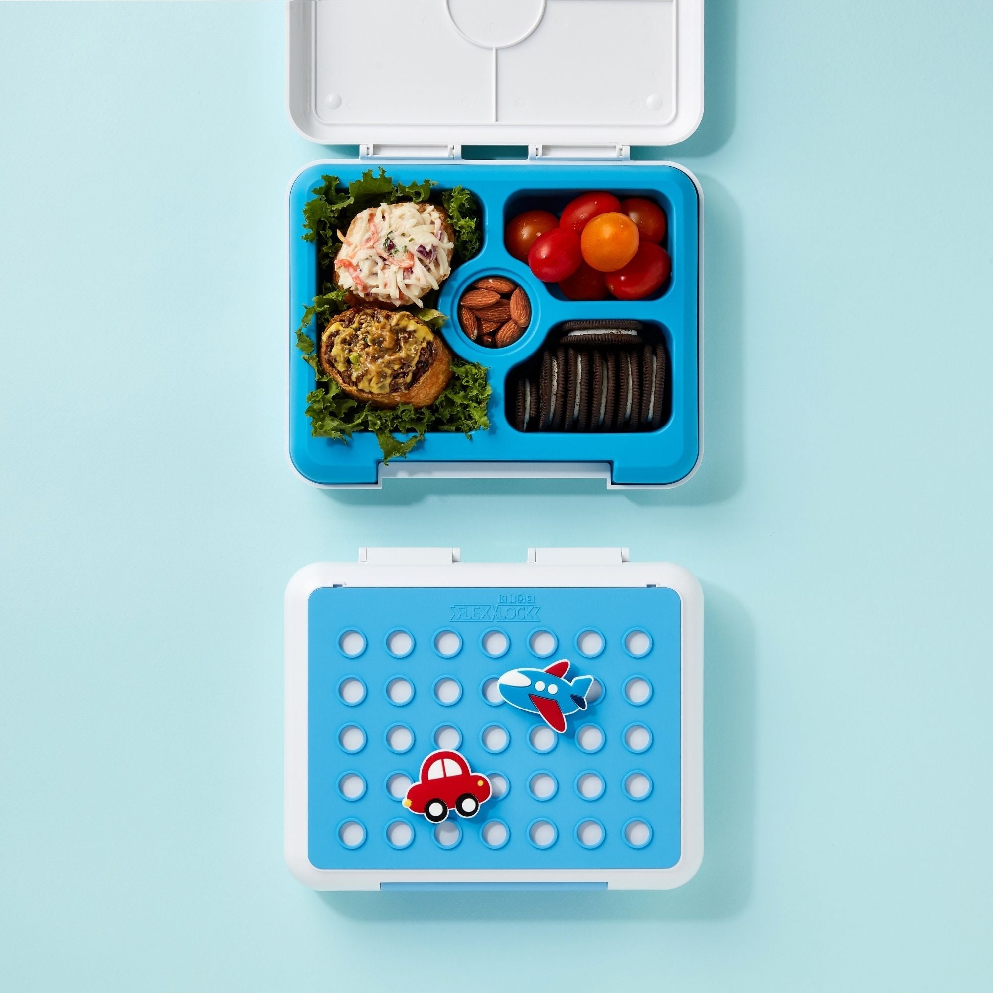 Flexnlock Kids Platinum Silicone Food Tray Lunch Box Set With