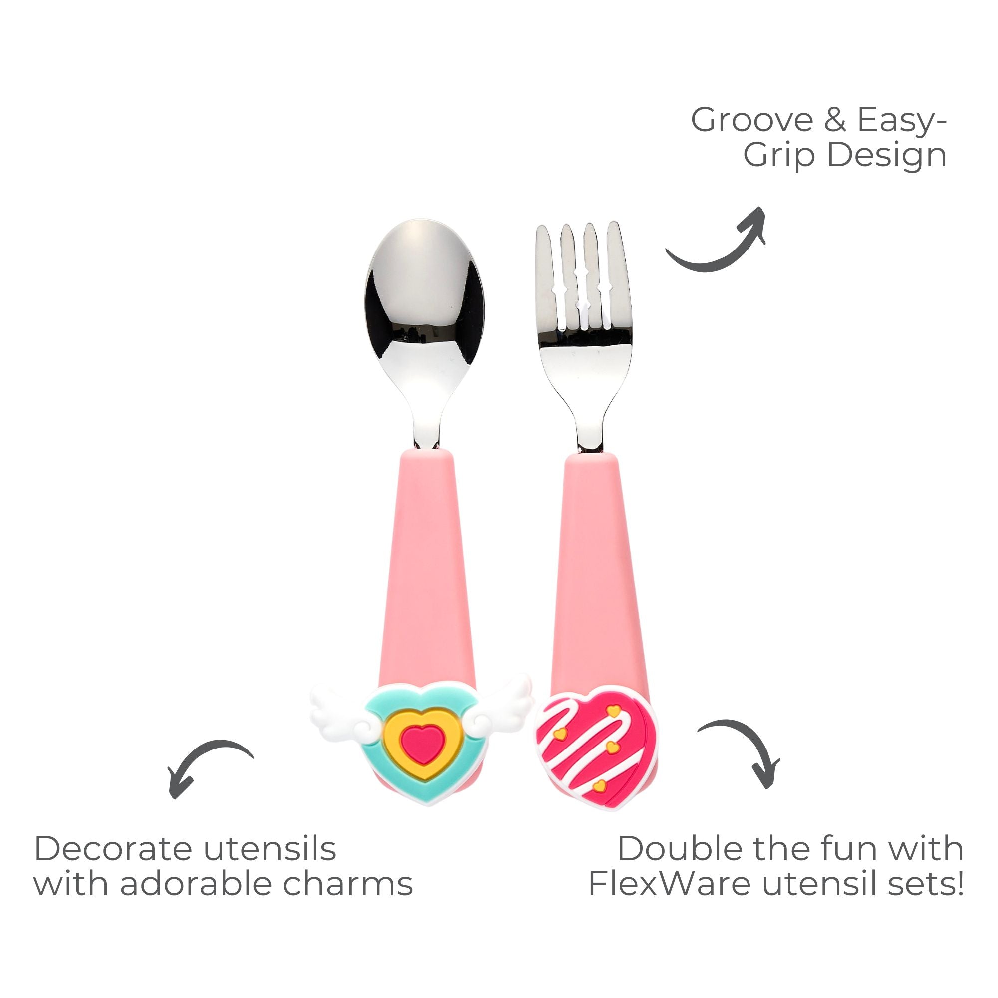FlexWarez Kids Spoon & Fork Set w/ Charmz