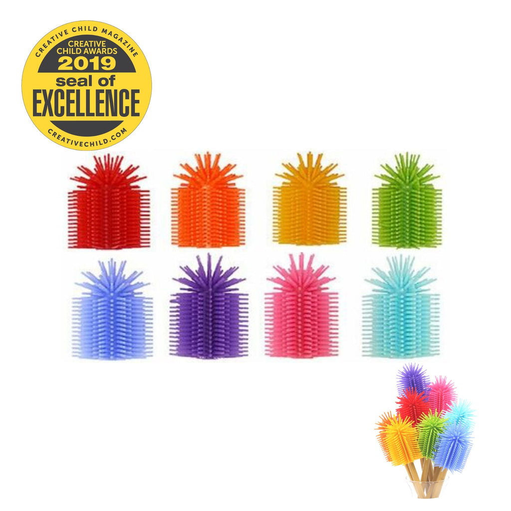 Spike Silicone Fidget Tactile Pencil TOPPER / Party Pack 8 Assorted - innobaby