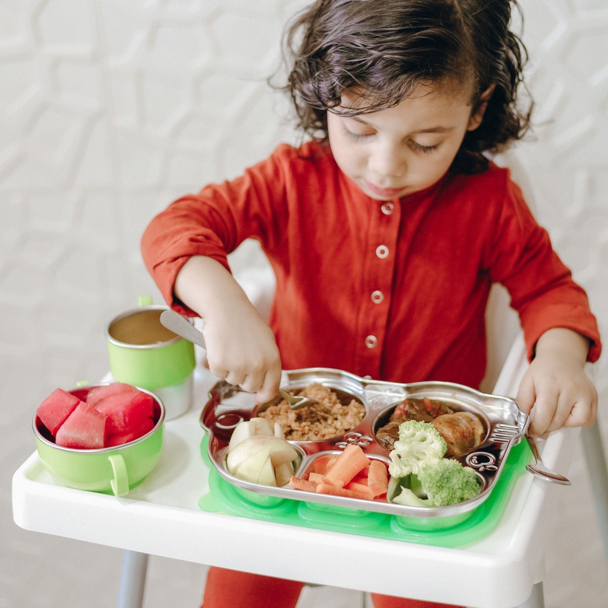 1 Set Baby Utensils Stainless Steel Infant Food Toddler Dinnerware